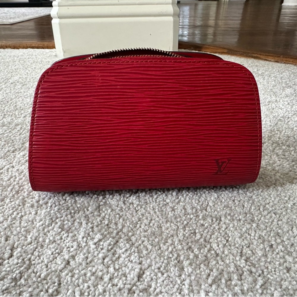 Louis Vuitton Red Epi Leather Cosmetic Bag